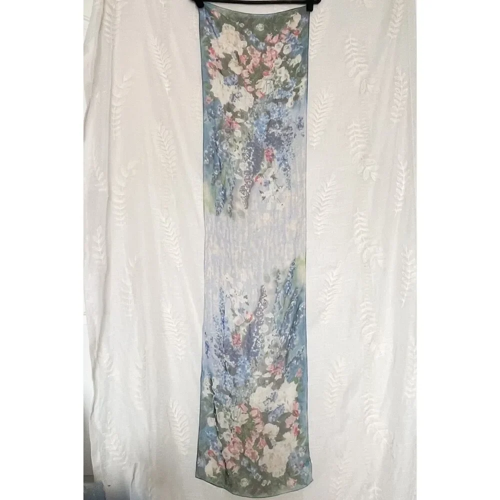 Vintage Larkspur, Peonies, and Canterbury Bells by Laura Coombs Hills Silk Scarf